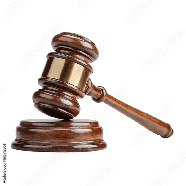 Fototapeta Wooden judge gavel isolated on transparent background, Clipart png