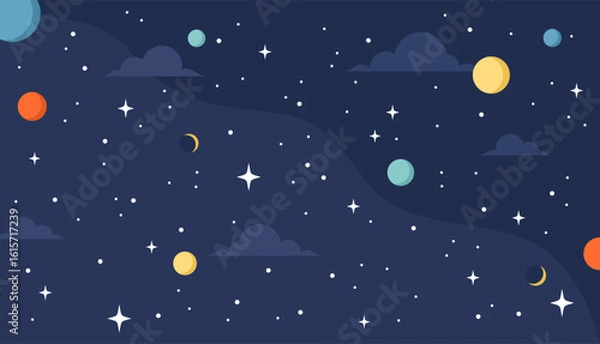 Obraz Space background with planets and stars. Flat vector illustration