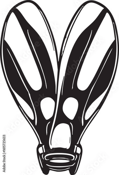 Obraz Simple Monochrome Illustration of Underwater Swimming Fins Isolated on White Surface