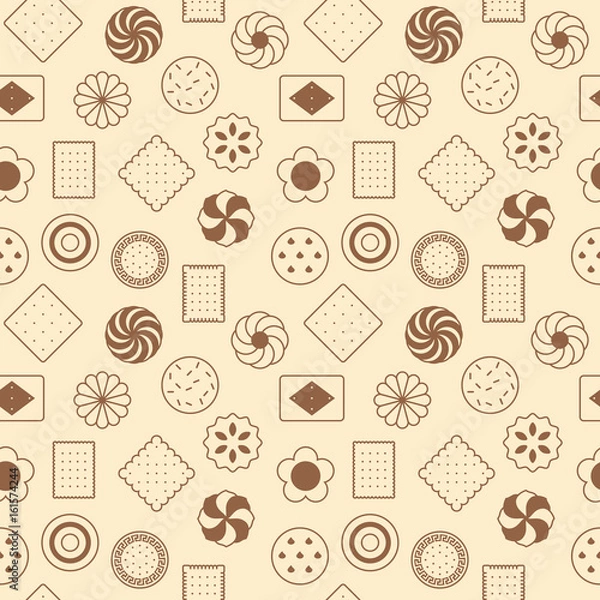 Fototapeta seamless pattern of cookies, biscuit and cracker. suitable for use as wrapping paper,  greeting card or backdrop of party