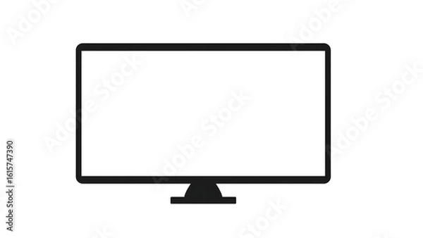 Fototapeta  Minimal Line Art Vector of Television with Stand on White Background