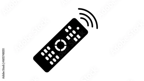 Fototapeta  Black and White Remote Control Icon with Wireless Signal Waves