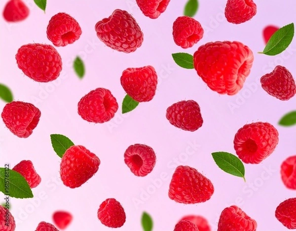 Fototapeta seamless pattern with raspberries