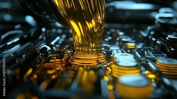 Obraz Oil pouring into mechanical system
