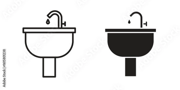 Fototapeta Sink icon graphic doodle, sketch, outline drawing Vector illustration
