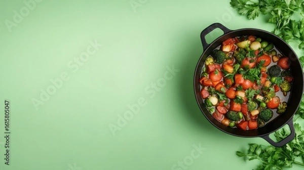 Obraz Colorful vegetable stew in pot