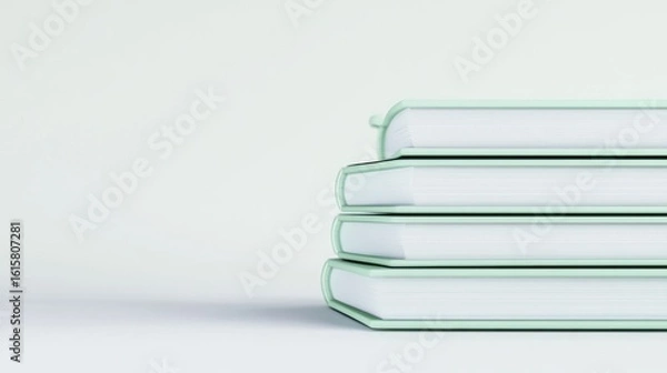 Obraz Stack of mint green books