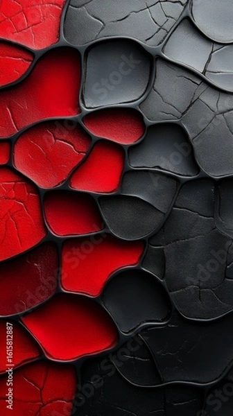 Fototapeta Abstract Red and Black Mosaic Tile Texture Pattern Background