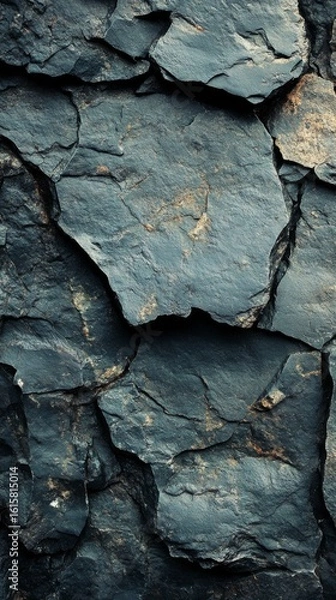Fototapeta Dark Rock Texture with Crevices Detail for Geological Background