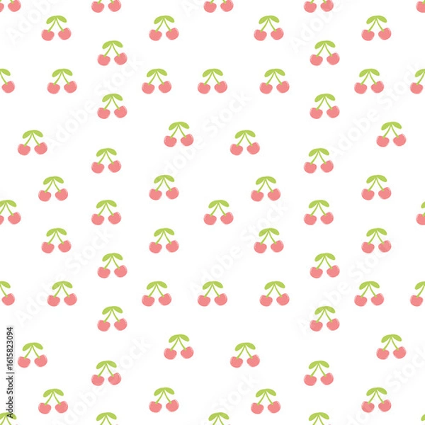 Fototapeta Seamless Cherry Pattern on Black Background