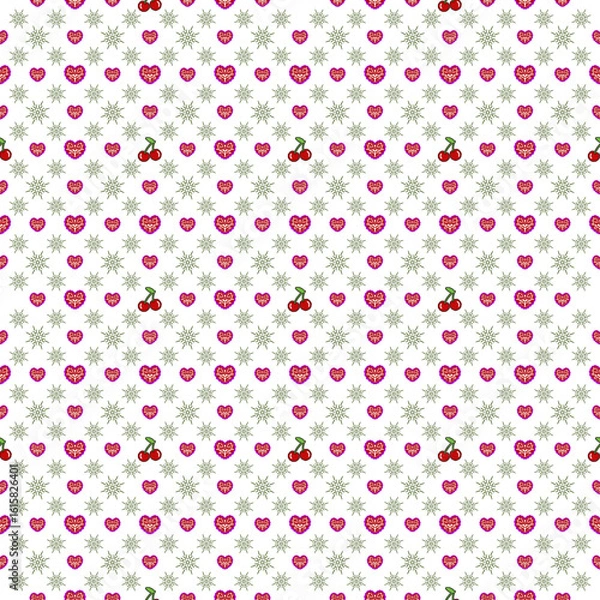 Obraz seamless pattern with hearts and cherry
