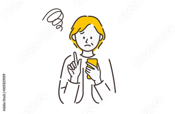 Fototapeta スマホを使用するシニア女性のイラスト	