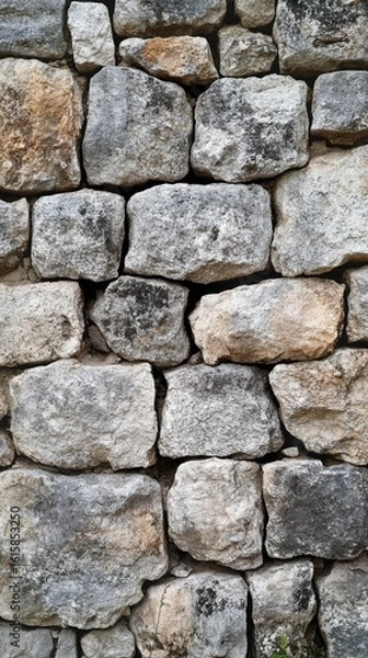 Obraz Stone Wall Texture with Irregular Gray Blocks Background