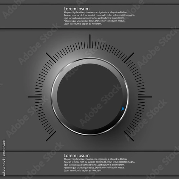 Fototapeta Volume button, sound control, music knob with texture and scale