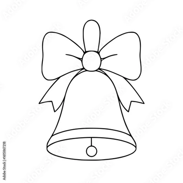 Fototapeta Bell with bow in outline style for decorations and celebrations  