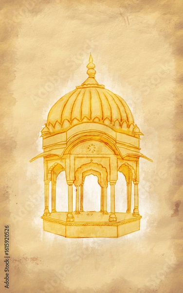 Obraz  Sketch Of Dome Ancient chhatri Rajasthan 