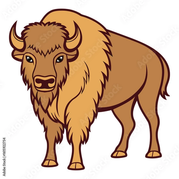 Fototapeta Bison flat design isolated on white background