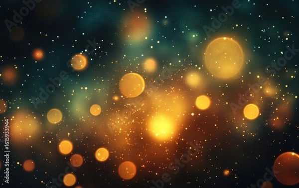 Fototapeta Abstract background with glowing blue stars and particles in dark night sky
