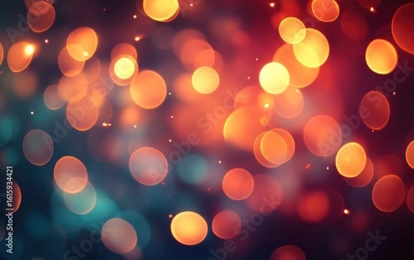 Fototapeta Bright, colorful, and blurred lights create an abstract bokeh pattern, perfect for festive holiday celebrations or a glowing night-time decoration
