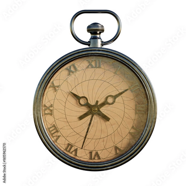 Obraz Antique silver clock with transparent background. 3d Render	