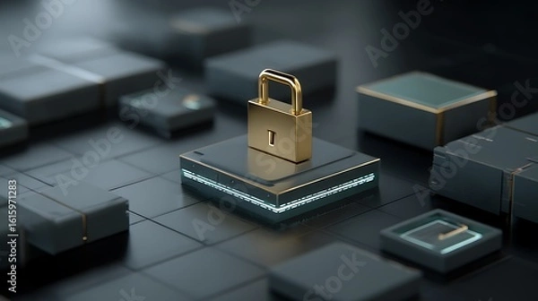Fototapeta Digital Lock Symbolizing Security and Protection in Modern Technology Landscape
