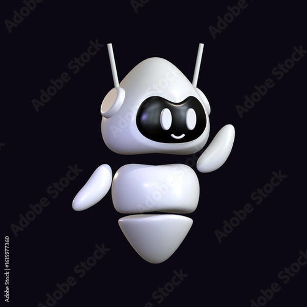Fototapeta Robot 3D Female Cute Floating