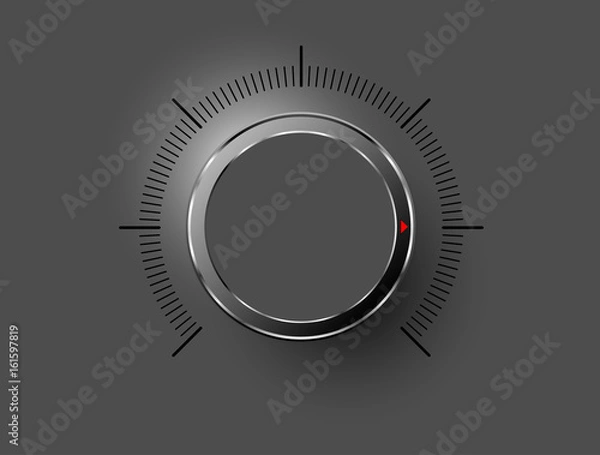 Fototapeta Volume button, sound control, music knob with texture and scale