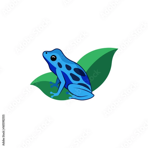 Fototapeta blue poison dart frog sitting on a wet leaf