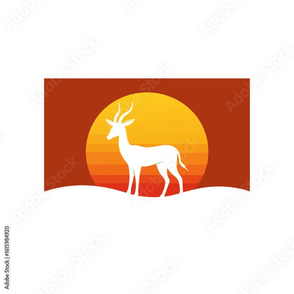 Fototapeta gazelle silhouetted against a setting sun