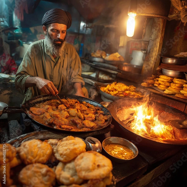 Obraz chef preparing food in a restaurant
