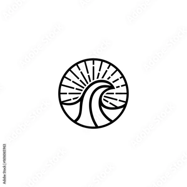 Fototapeta modern monoline style ocean waves logo design isolated