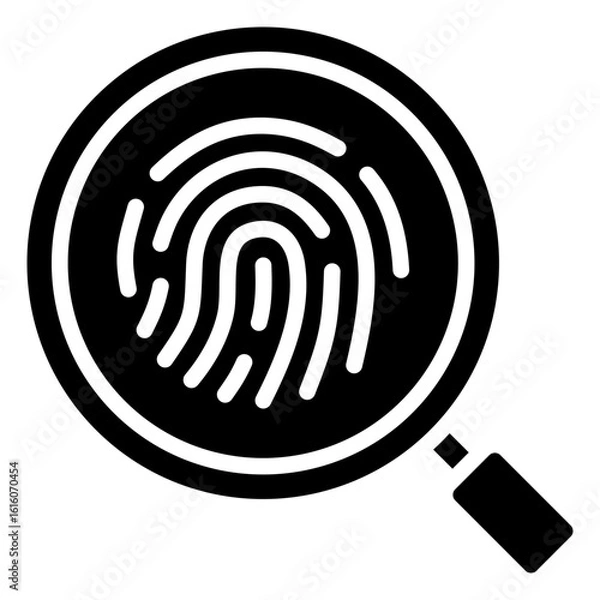 Fototapeta Concept icon of forensic investigation of fingerprint magnifying glass, security, or identification of a problem related to criminal investigation law.