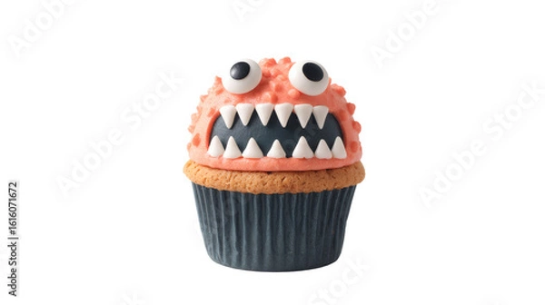 Fototapeta A delightful monster cupcake with orange frosting, perfect for any occasion.
