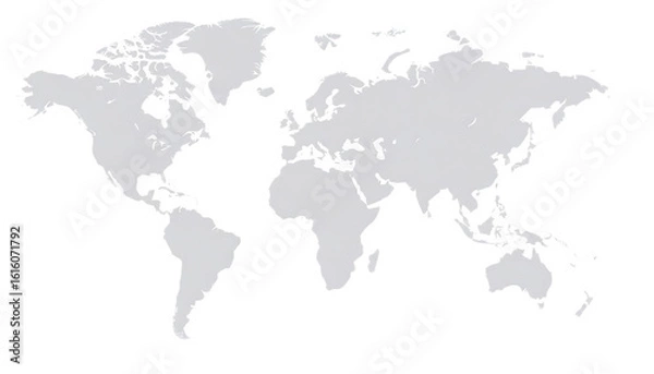 Obraz Grey world map showing continents and oceans on a white background