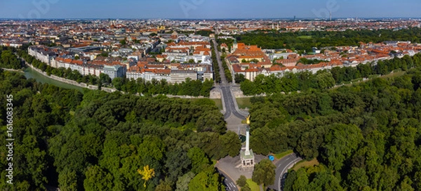 Obraz Aerial panorama view around the capital city Munich in Germany on a sunny summer day.