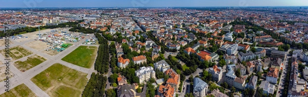 Obraz Aerial panorama view around the capital city Munich in Germany on a sunny summer day.