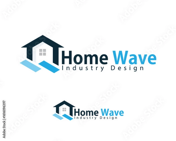 Fototapeta home wave logo creative design concept hexagon building  finance