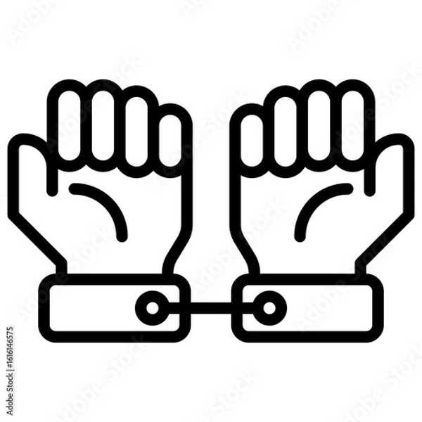 Fototapeta The handcuffs icon that binds their wrists represents the criminal justice system, from investigation, arrest, trial, to sentencing.