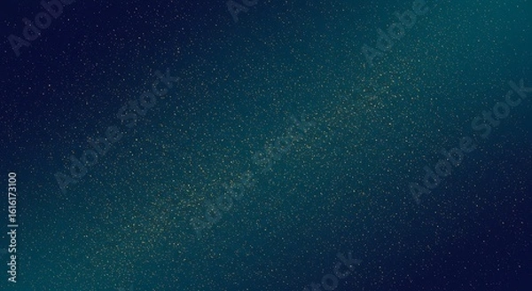 Fototapeta Abstract dark teal and blue background with a subtle golden glitter texture, representing a cosmic nebula or deep space.