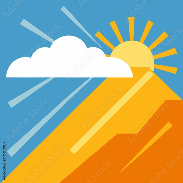 Obraz Sunny day with a cloud over mountains