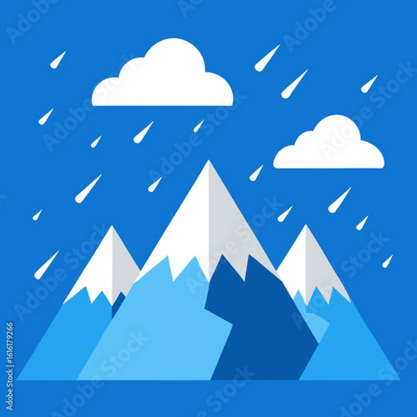 Obraz Stylized mountain range under a rainy sky