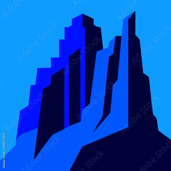 Obraz Abstract geometric mountain peaks in shades of blue