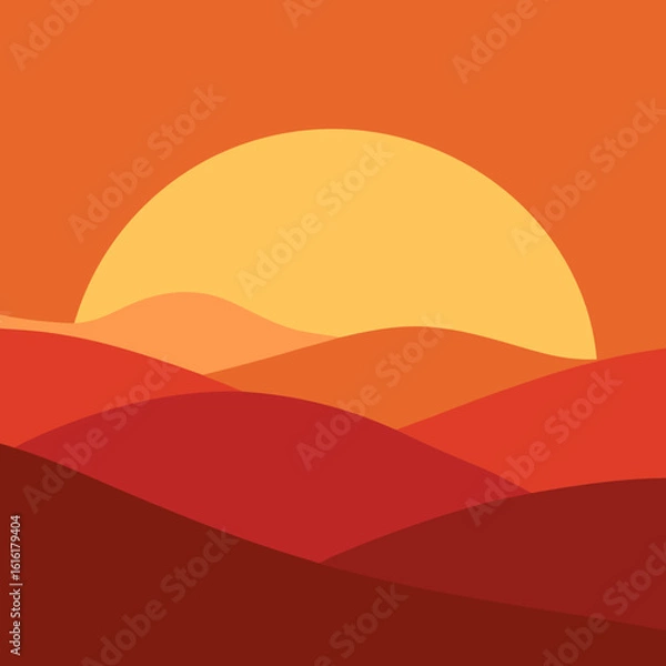 Obraz Stylized sunset over rolling hills