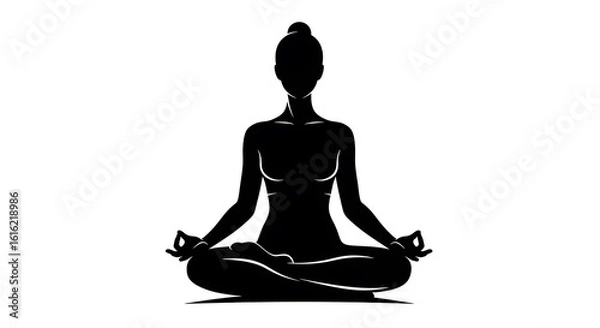 Fototapeta Serene Yoga Meditation Silhouette with Lotus Position
