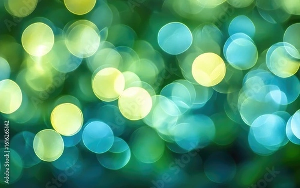Fototapeta Bright and colorful abstract bokeh lights create a festive blurred background with a glowing circle pattern perfect for celebrations