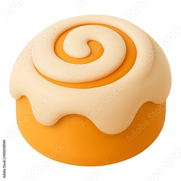 Fototapeta 3d cinnamon roll icon isolated on transparent background. dessert or pastry concept