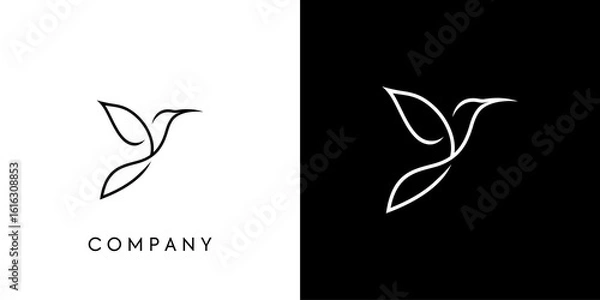 Fototapeta Line art bird logo Symbol icon Vector Design Template