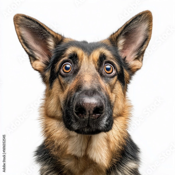 Obraz German Shepherd Dog with Bulging Eyes and Raised Eyebrows