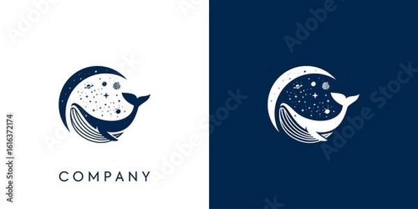 Obraz whales in space logo template vector illustration icon symbol