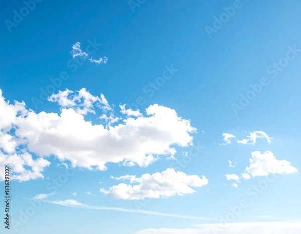 Fototapeta Clouds drifting across a vibrant blue sky